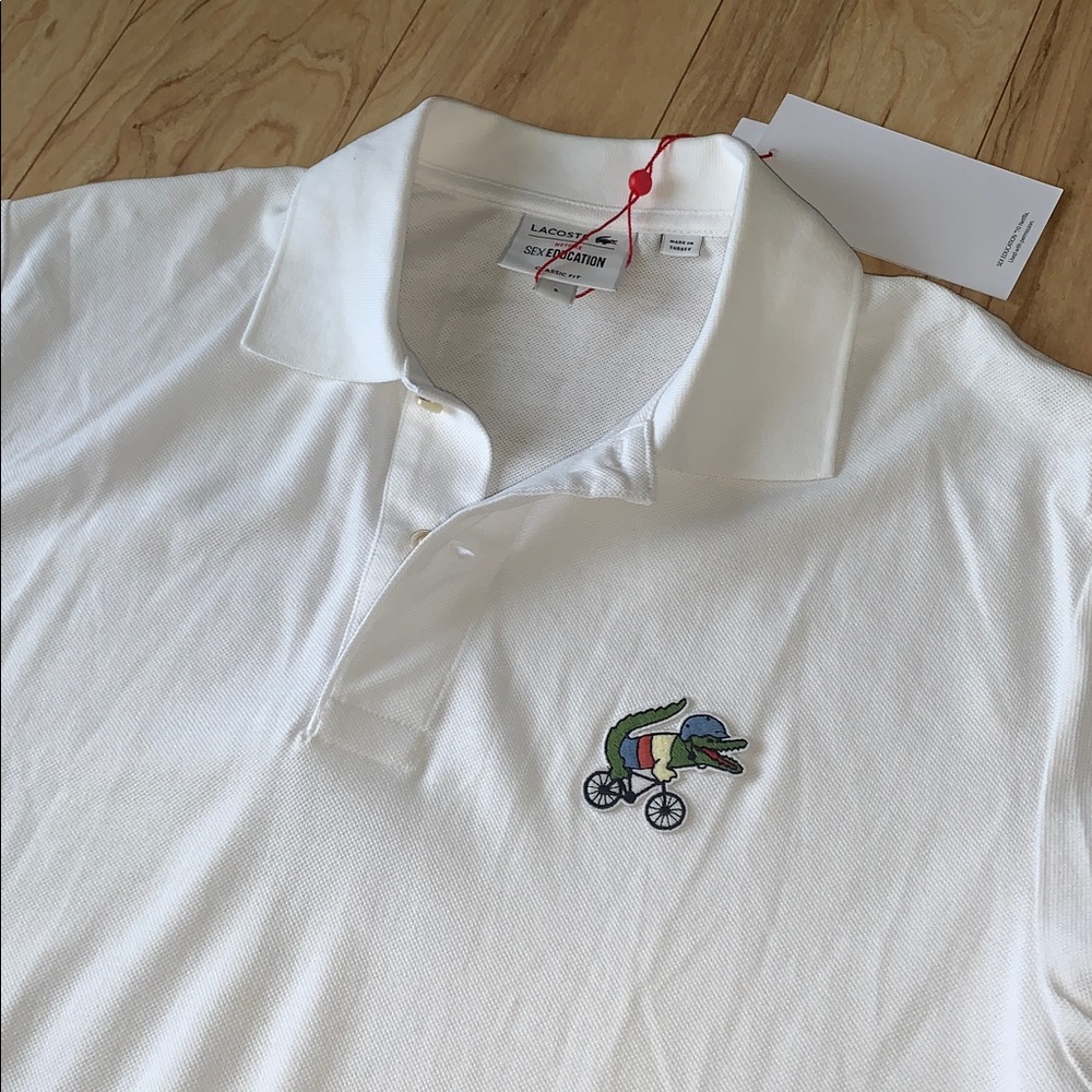 Lacoste x Netflix White Polo Shirt with Embroidered Logo - Picture 10 of 10